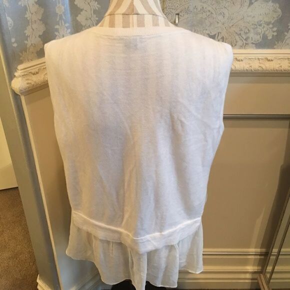 Theory Cotton High Low Tank w Opaque Ruffle - Picture 3 of 11